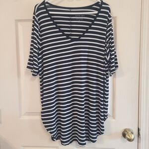 torrid Black & White Striped V-Neck Tee